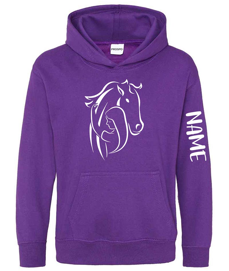 Personalised Equestrian Glitter Hoodie Custom Printed Name Girls Hoodies Jumper