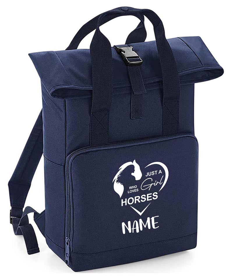 Personalised  Equestrian Backpack with Your Name Twin Handle Roll-Top Backpack