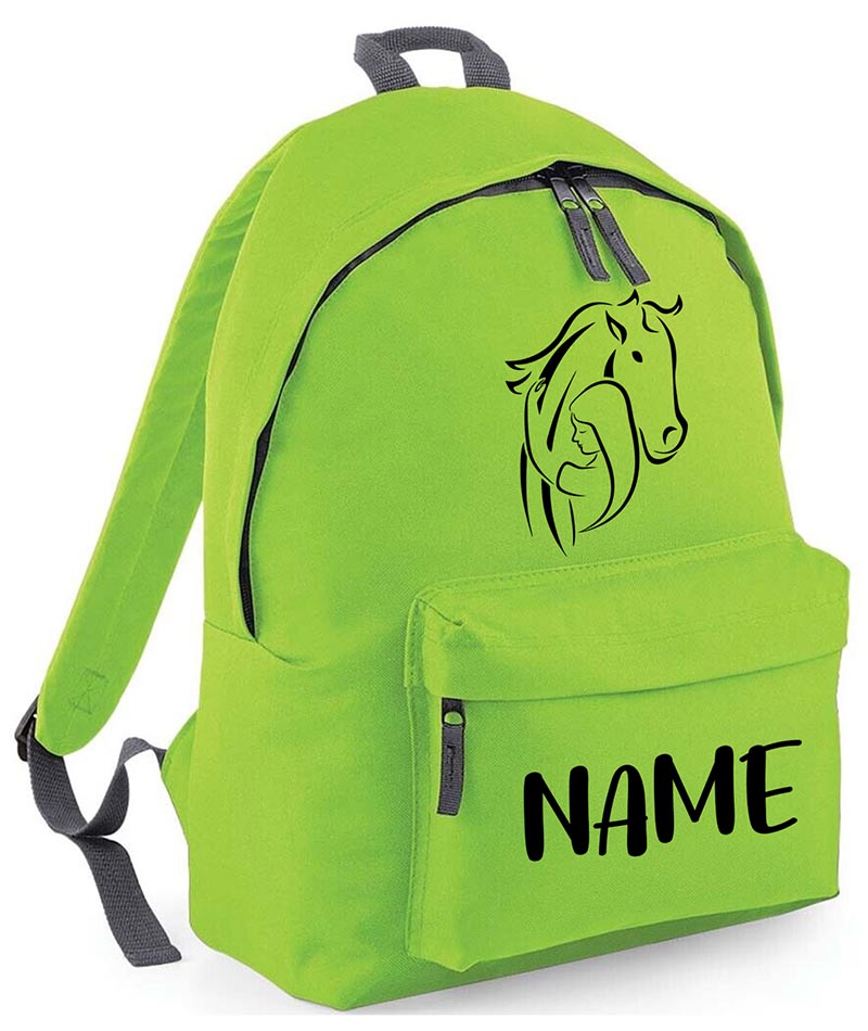 Personalised Equestrian School Backpack Bag Any Name Text Kids PE Kit Girls Boys Gift