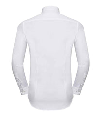 Russell Collection Long Sleeve Contrast Herringbone Shirt