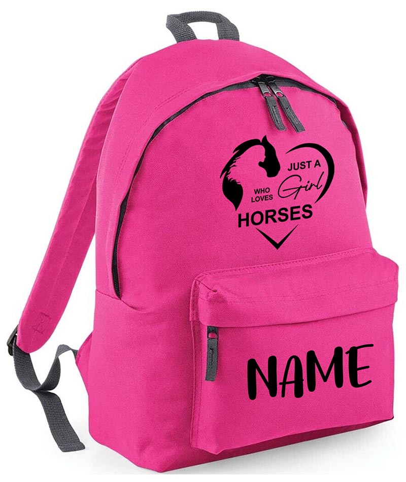 Personalised Equestrian School Backpack Bag Any Name Text Kids PE Kit Girls Boys Gift