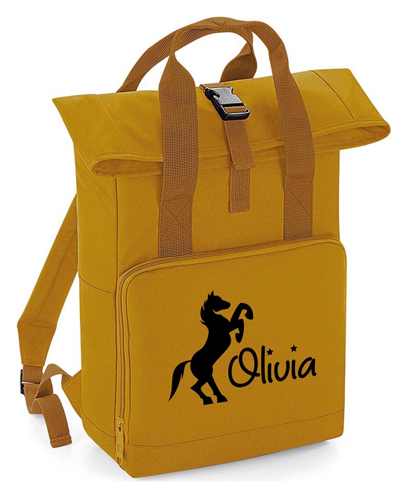 Personalised  Equestrian Backpack with Your Name Twin Handle Roll-Top Backpack