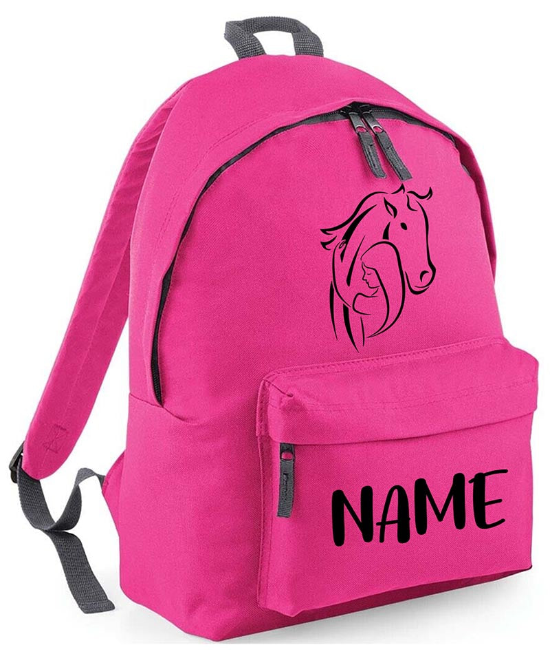 Personalised Equestrian School Backpack Bag Any Name Text Kids PE Kit Girls Boys Gift