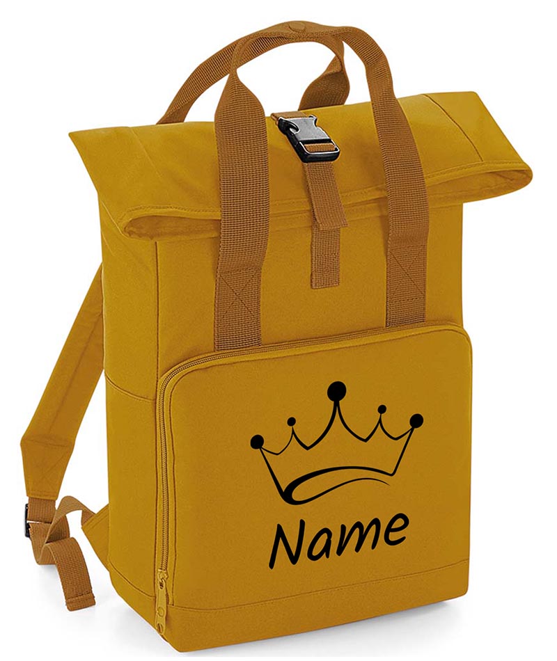 Personalised Crown Backpack with Your Name Twin Handle Roll-Top Backpack