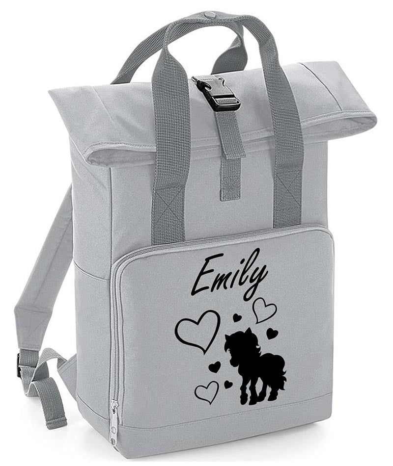 Personalised Unicorn Backpack with Your Name Twin Handle Roll-Top Backpack