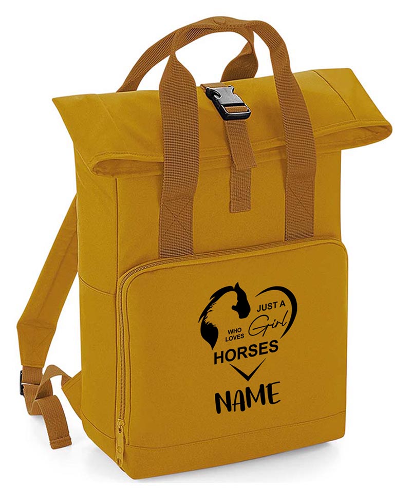 Personalised  Equestrian Backpack with Your Name Twin Handle Roll-Top Backpack