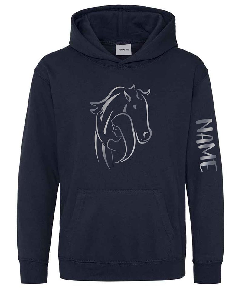 Personalised Equestrian Glitter Hoodie Custom Printed Name Girls Hoodies Jumper