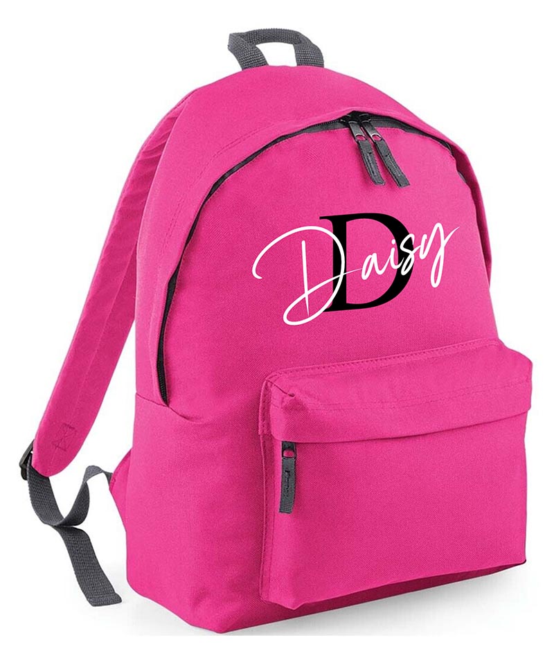 Personalised School Backpack Bag Initial Any Name Text Kids PE Kit Girls Boys Gift