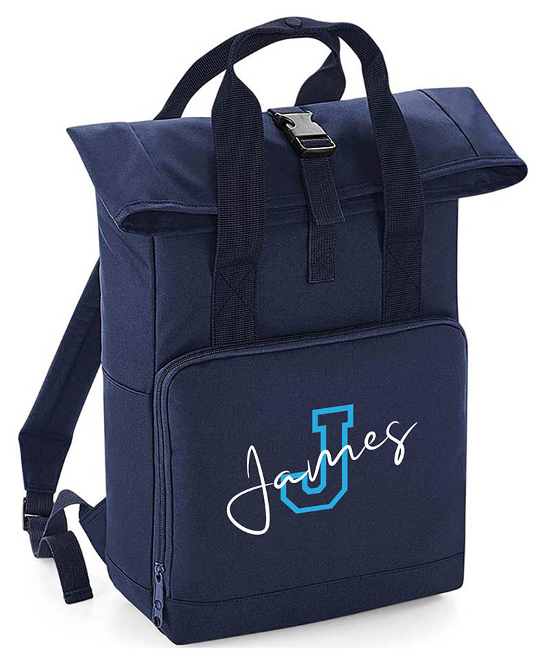 Personalised Backpack with Your Name Twin Handle Roll-Top Backpack