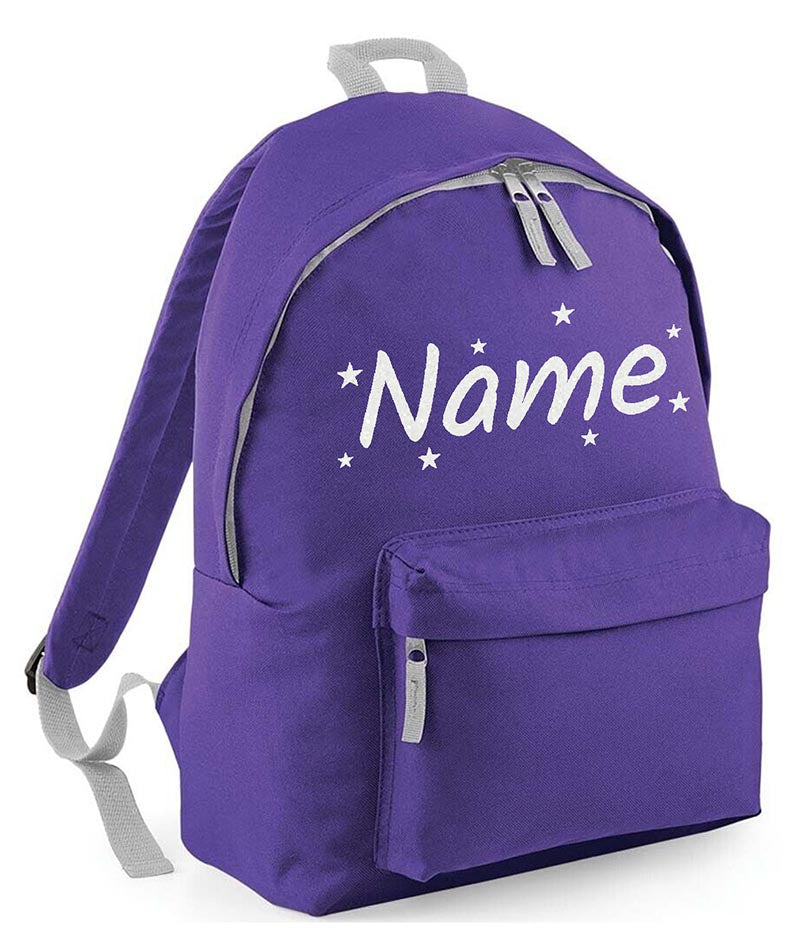 Personalised School Backpack Bag Stars Any Name Text Kids PE Kit Girls Boys Gift