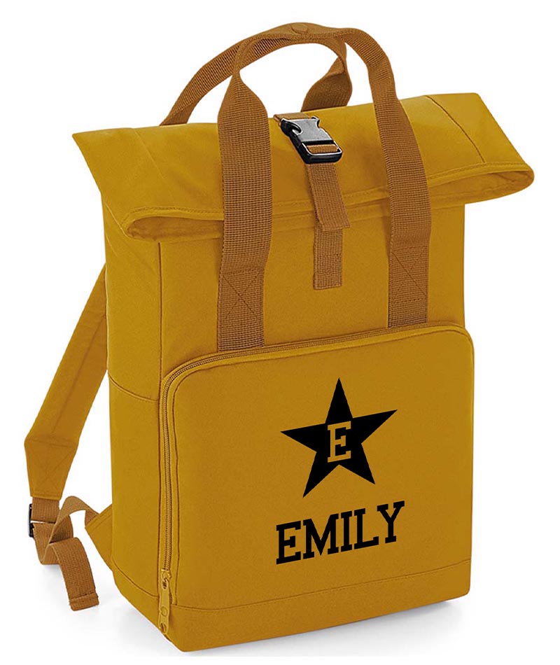 Personalised Star Backpack with Your Name Twin Handle Roll-Top Backpack