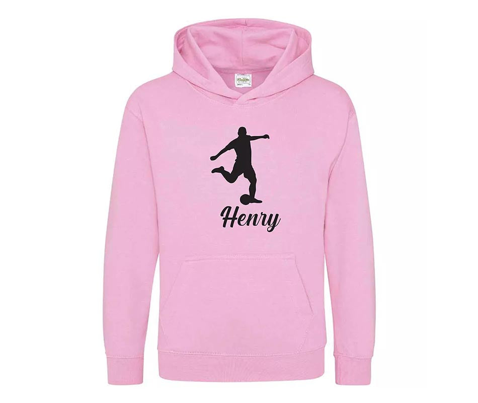 Children Personalised Football Player Hoodie Custom Printed Name Hoody