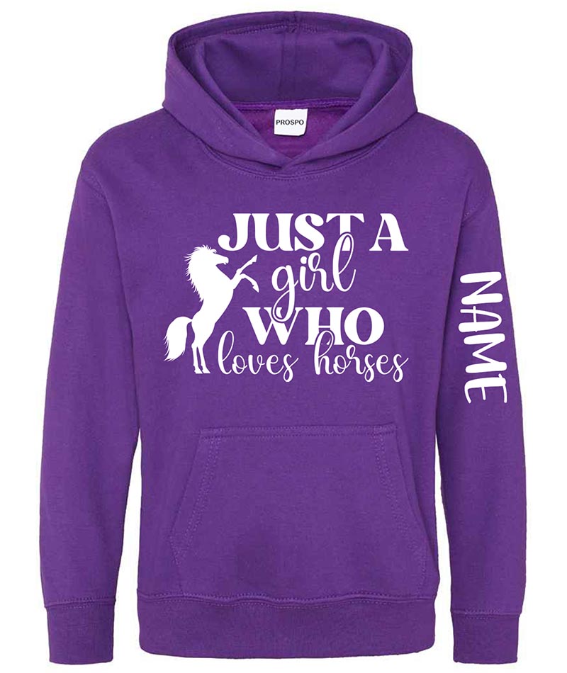 Personalised Equestrian Glitter Hoodie Custom Printed Name Girls Hoodies Jumper