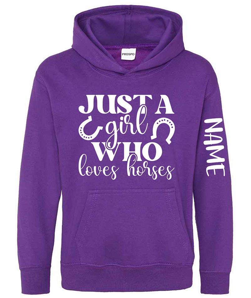 Personalised Equestrian Glitter Hoodie Custom Printed Name Girls Hoodies Jumper