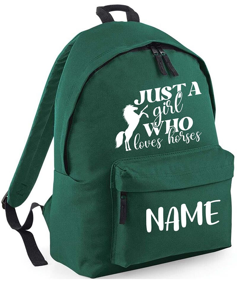 Personalised Equestrian School Backpack Bag Any Name Text Kids PE Kit Girls Boys Gift