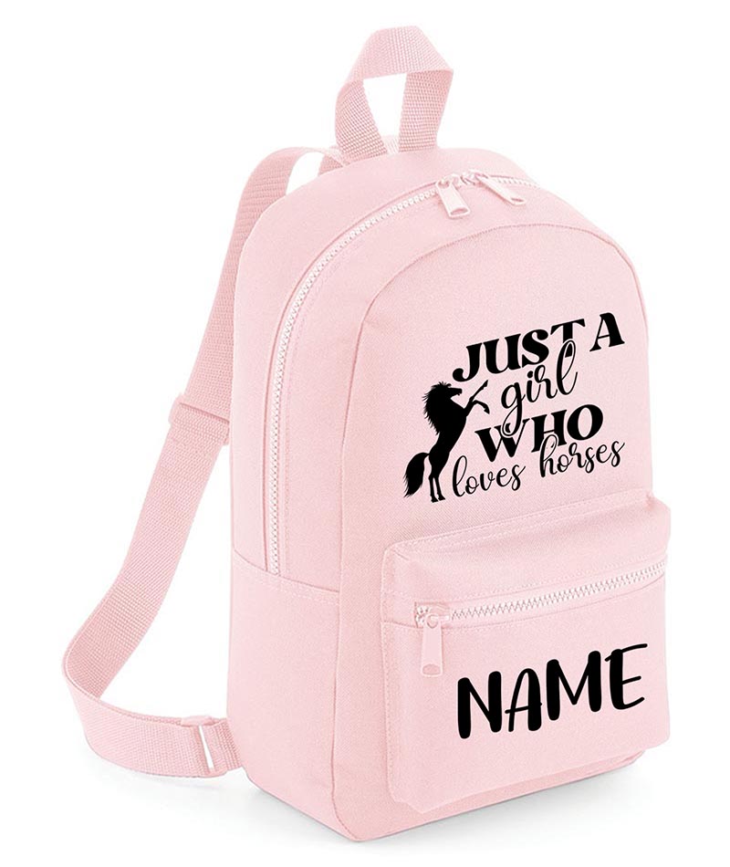 Personalised Girls Backpack Equestrian Bag Mini School PE Club Nursery Any Name Rucksack