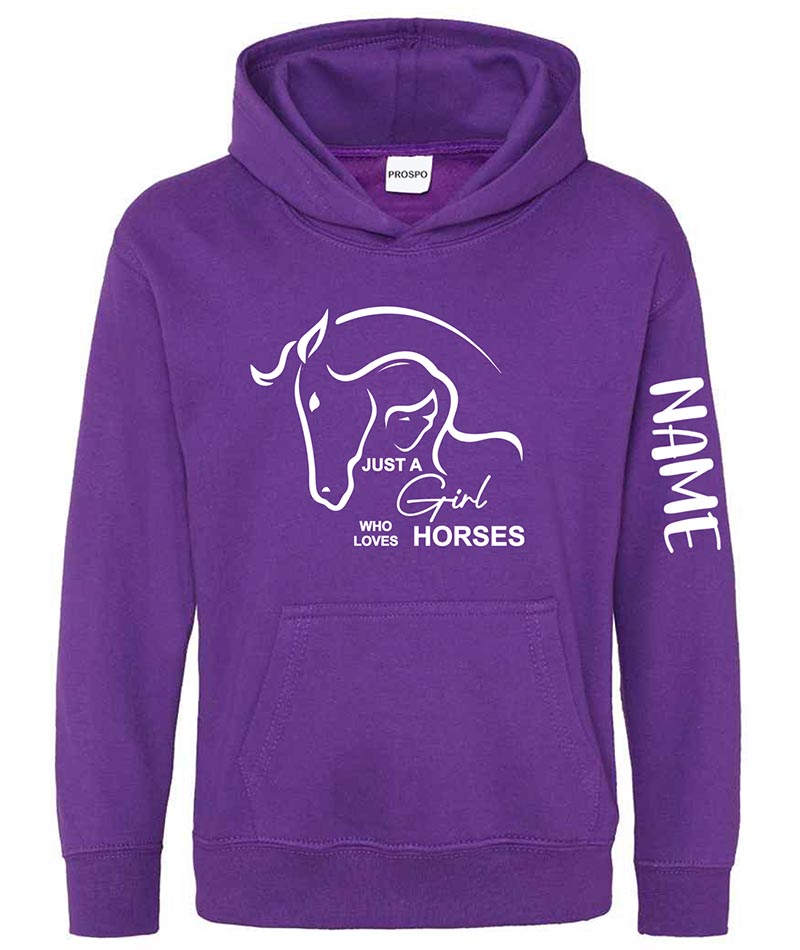 Personalised Equestrian Glitter Hoodie Custom Printed Name Girls Hoodies Jumper