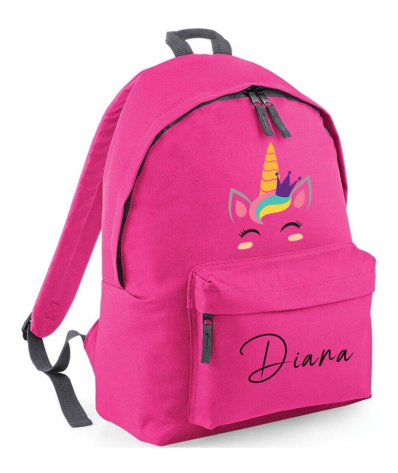 Personalised unicorn School Backpack Bag Any Name Text Kids PE Kit Girls Boys Gift