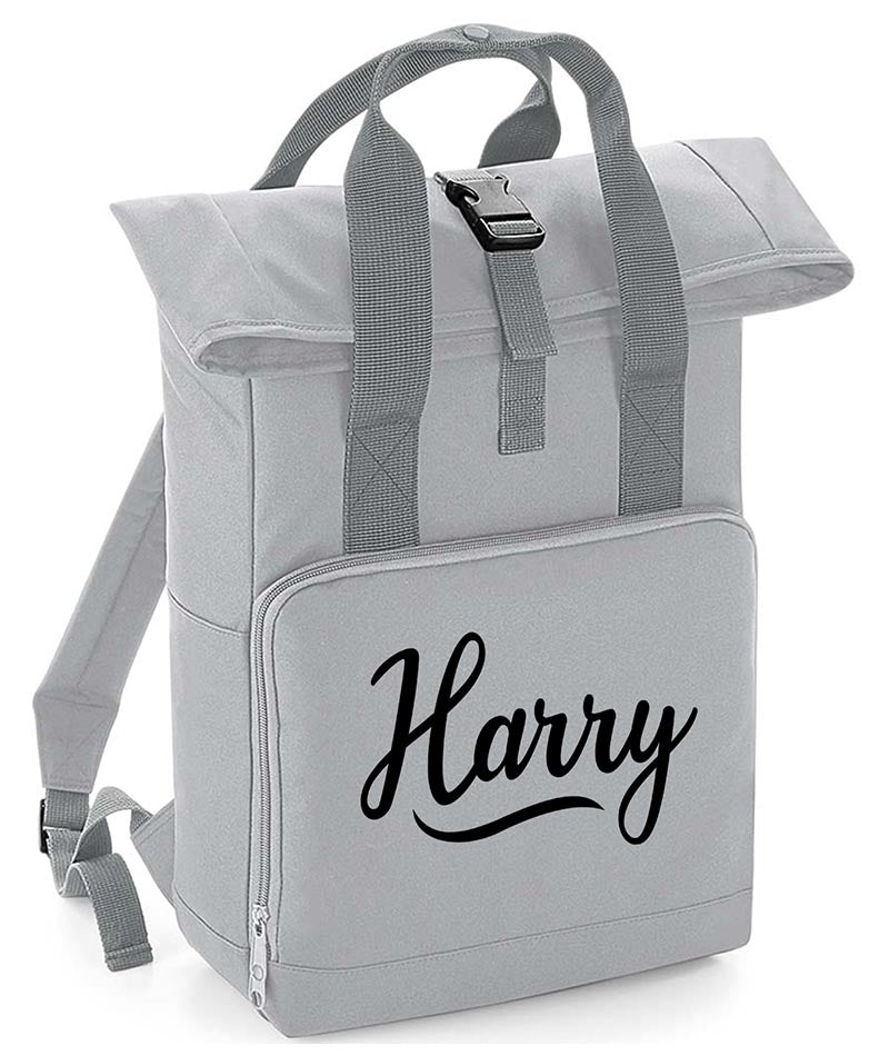 Personalised with Your Name Twin Handle Roll-Top Backpack