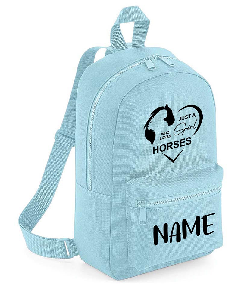 Personalised Girls Backpack Equestrian Bag Mini School PE Club Nursery Any Name Rucksack