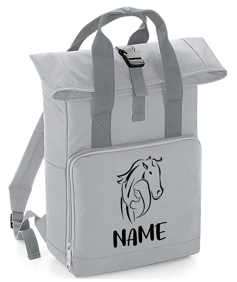 Personalised  Equestrian Backpack with Your Name Twin Handle Roll-Top Backpack