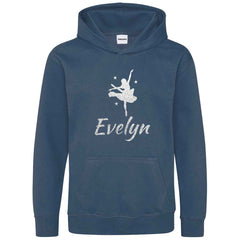 Personalised Dancing Gymnastic Girl Hoodie Custom Glitter Printed Name Hoodies