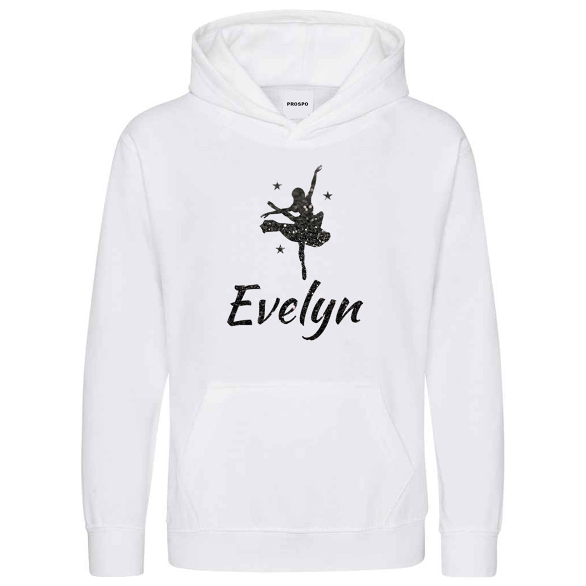 Personalised Dancing Gymnastic Girl Hoodie Custom Glitter Printed Name Hoodies