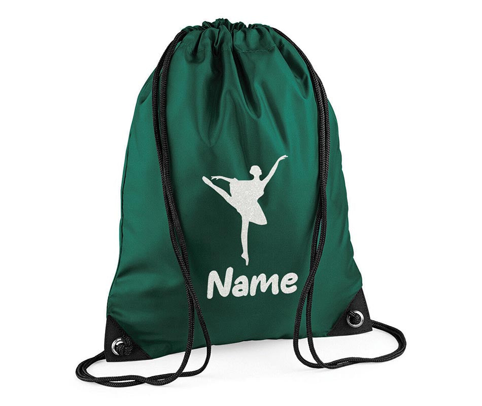 Personalised Dance Pull String Bag Girls Glitter Drawstring Ballet Kids Gift