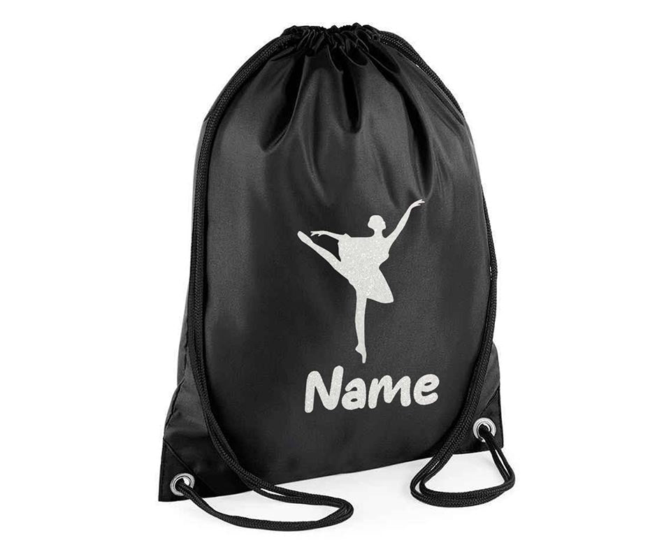 Personalised Dance Pull String Bag Girls Glitter Drawstring Ballet Kids Gift