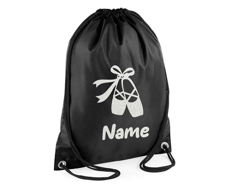 Personalised Dance Pull String Bag Girls Glitter Drawstring Ballet Kids Gift