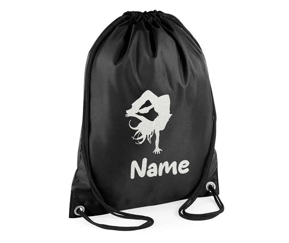 Personalised Dance Pull String Bag Girls Glitter Drawstring Ballet Kids Gift