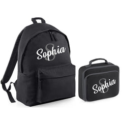 Personalised Name Backpack & Lunch Bag - Printed Customised Rucksack Kids School