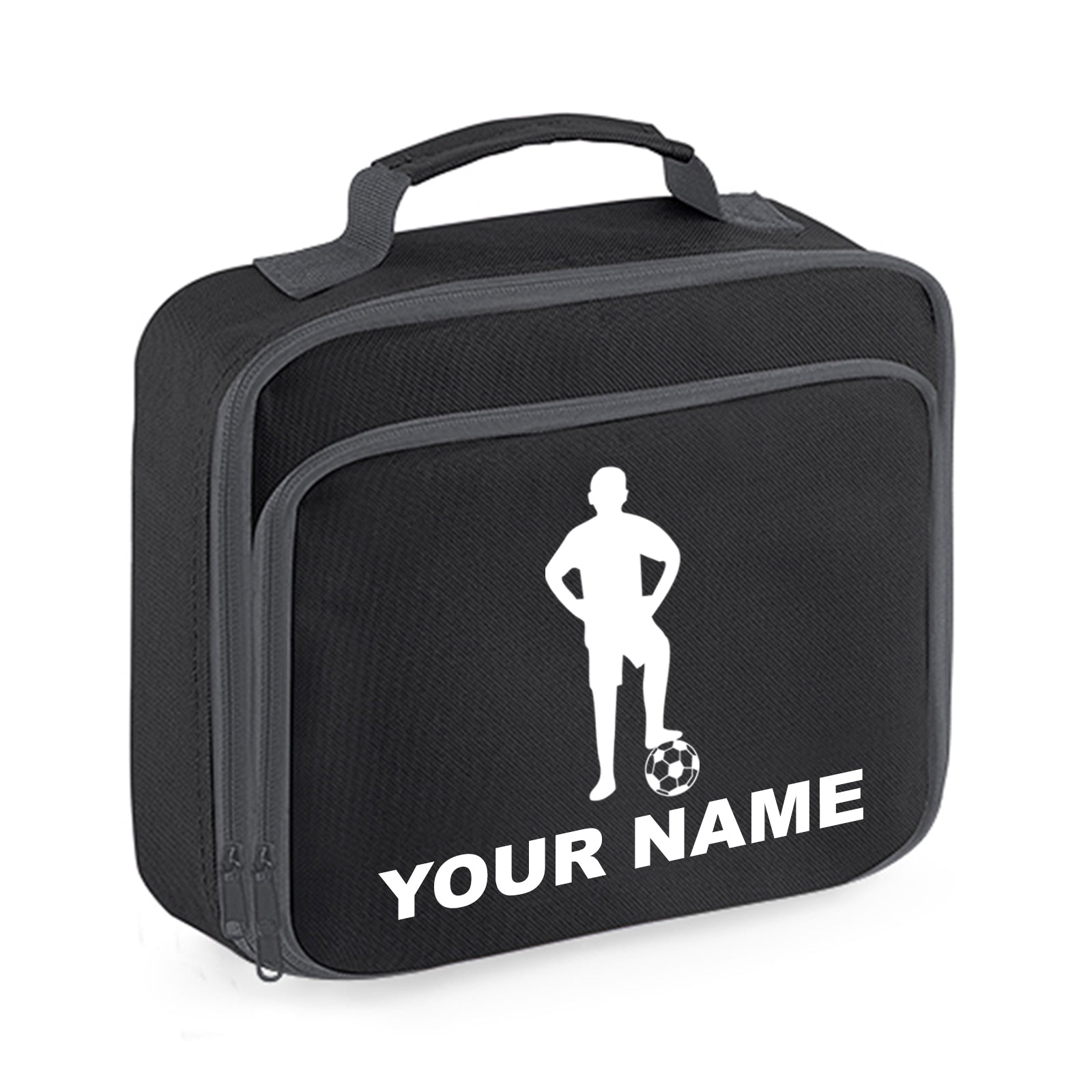 Personalised Lunch Bag Football Boys School Insulated Any Name Kids Snack Box