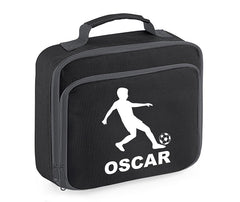 Personalised Football Player Lunch Bag Boys School Insulated Any Name Kids Snack Box