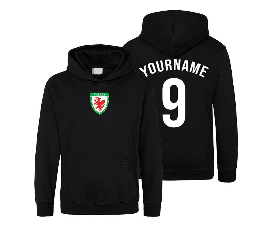 Personalised Wales Style Football Kids Hoodie Kits Customised Printed Name