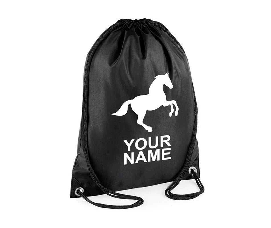 Personalised Unisex Equestrian Pull String Bag Drawstring Ballet Kids Gift Casual Backpack