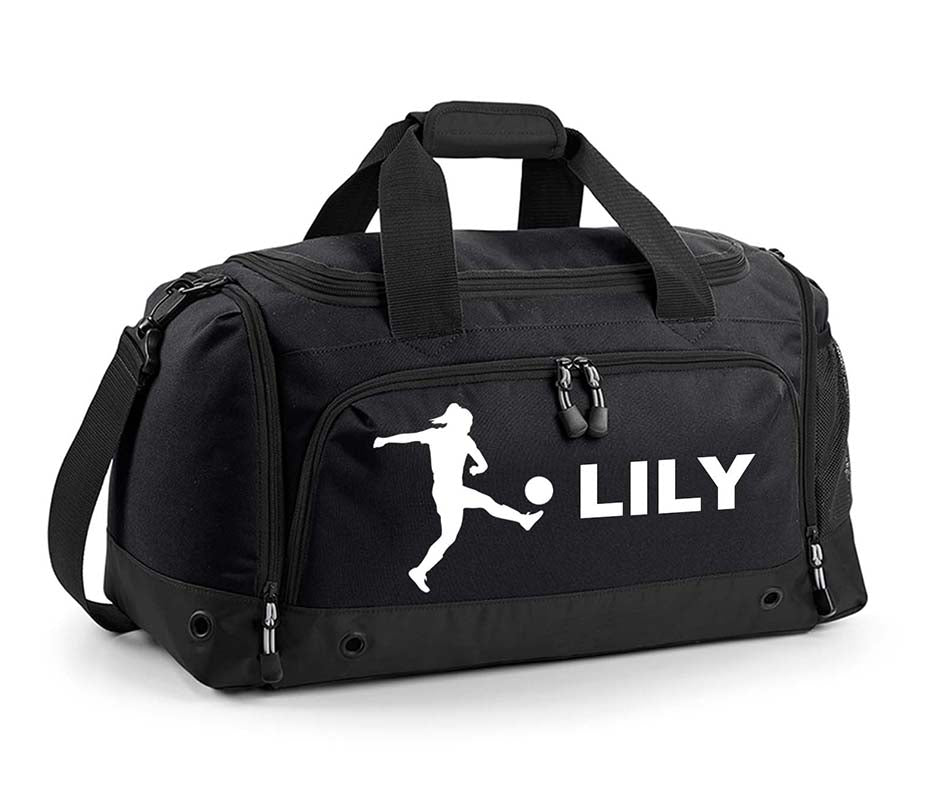 Personalised Football Player Holdall With Your Name Or Club Kids girls women Kit Bag Water-Resistant Unisex Comfortable