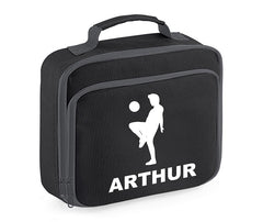 Personalised Football Player Lunch Bag Boys School Insulated Any Name Kids Snack Box