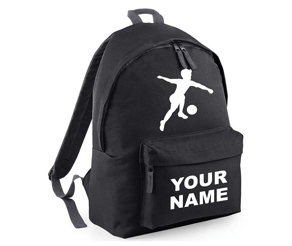 Personalised Football Player School Backpack Bag Kids Any Name Text Girls Boys Rucksack Casual and Travel Bag PE Kit