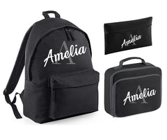 Personalised Backpack Kids Boys Girls Initial Name Backpack, Lunch Bag and Pencil Case PE Bag School Bag Back To School bag set