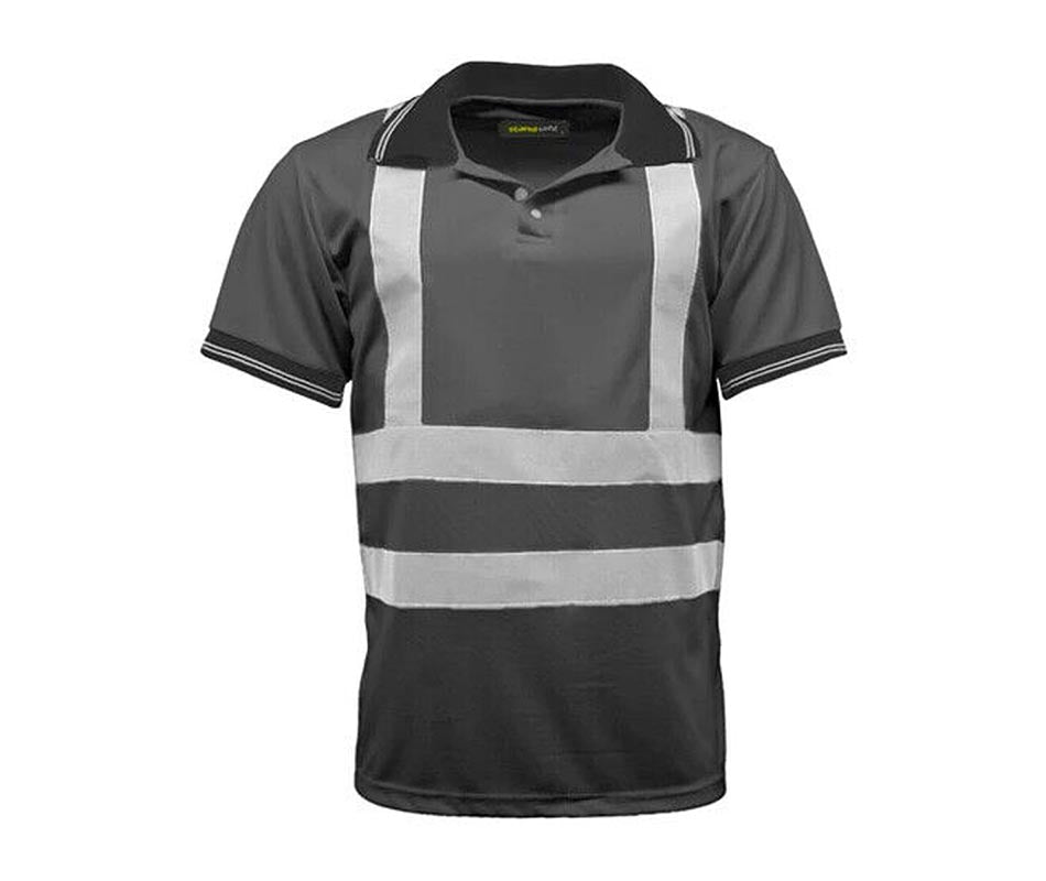 Hi Vis Viz Polo T-Shirt High Visibility Reflective Tape Safety Security Work Top