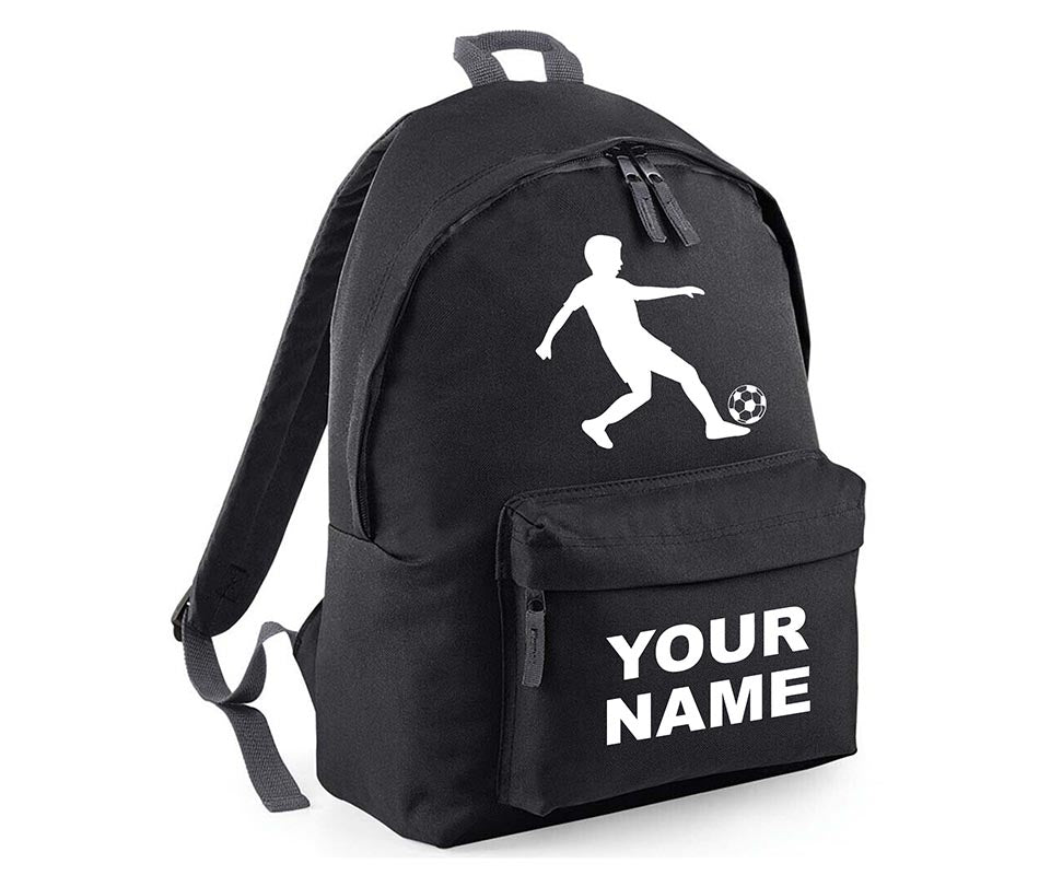 Personalised Football Player School Backpack Bag Kids Any Name Text Girls Boys Rucksack Casual and Travel Bag PE Kit