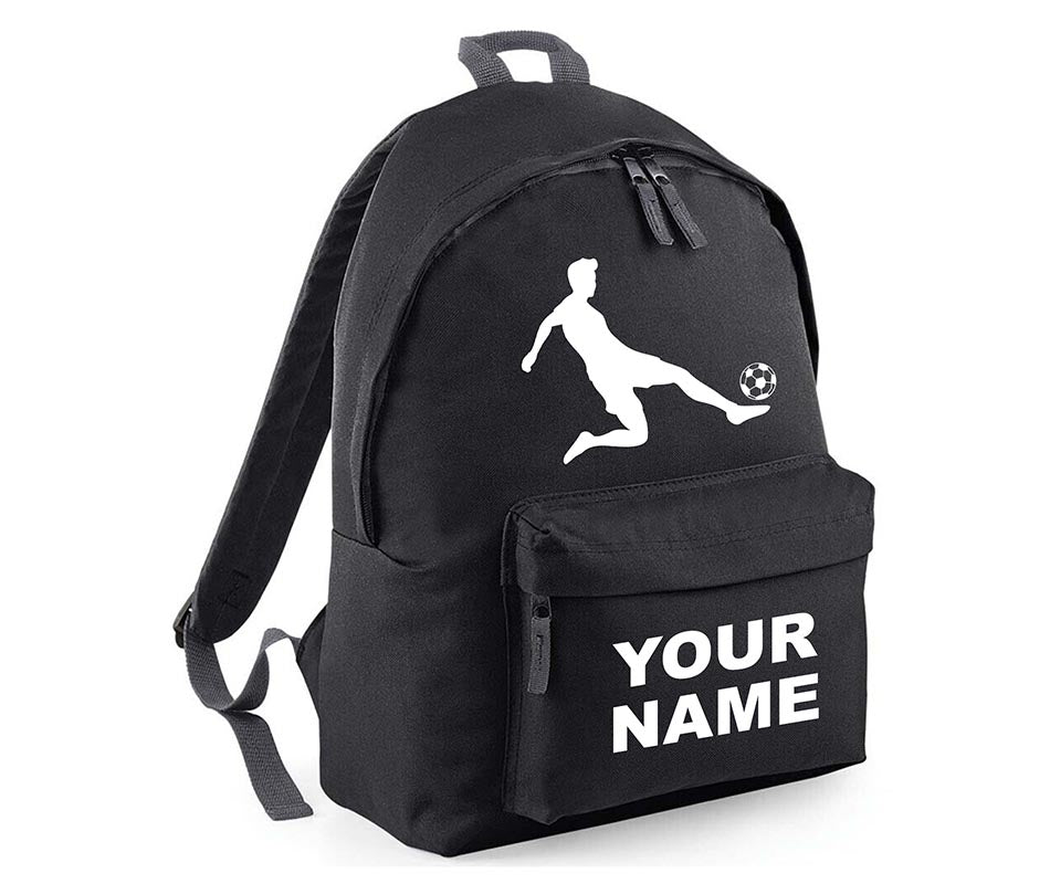 Personalised Football Player School Backpack Bag Kids Any Name Text Girls Boys Rucksack Casual and Travel Bag PE Kit