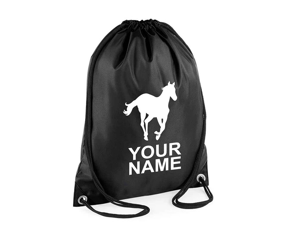 Personalised Unisex Equestrian Pull String Bag Drawstring Ballet Kids Gift Casual Backpack