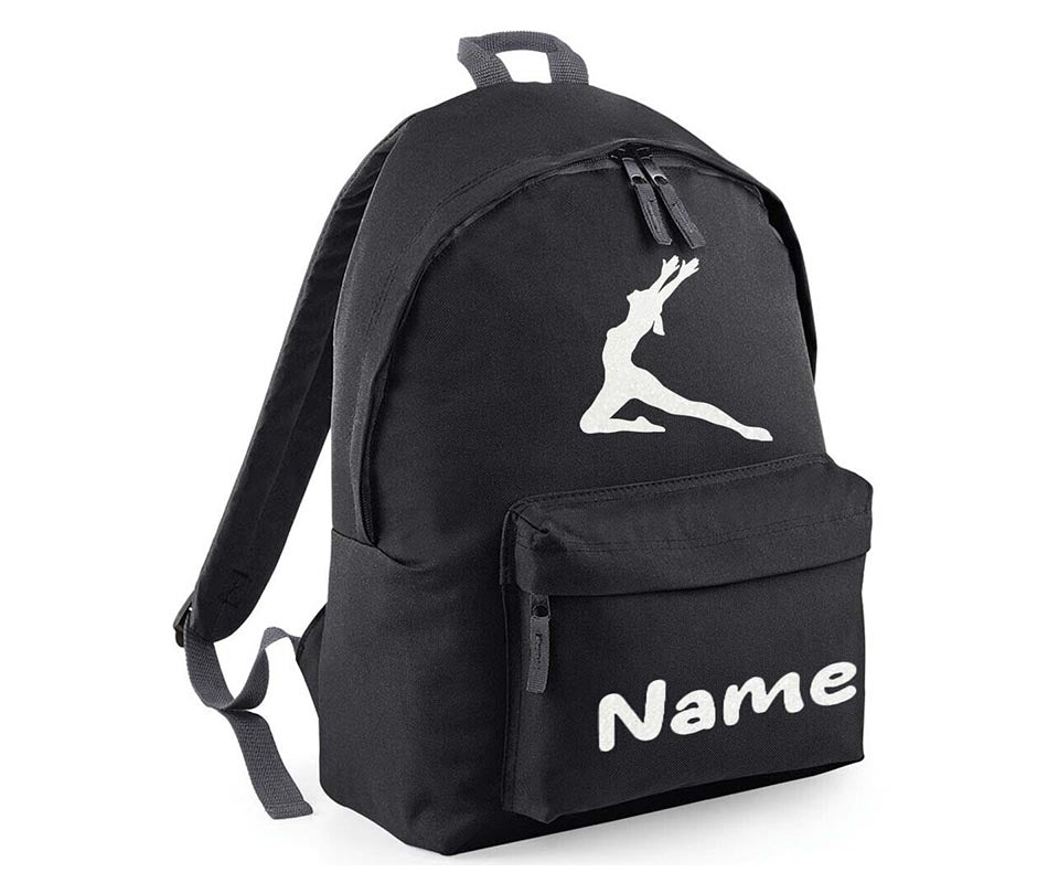 Personalised Gymnastics Leaping dancer School Backpack Kids Any Name Text Girls