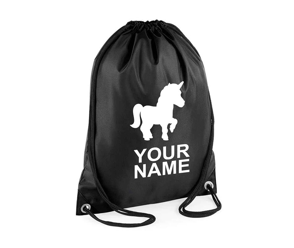 Personalised Unisex Unicorn Pull String Bag Drawstring Ballet Kids Gift Casual Backpack