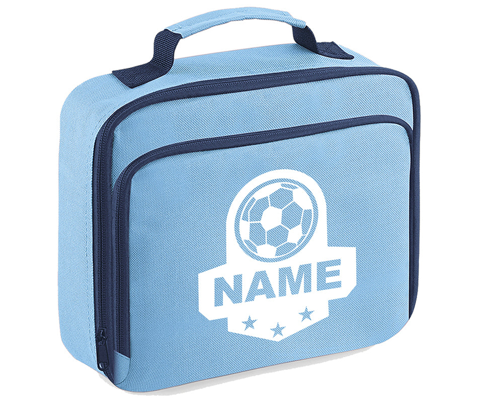 Personalised Football Name Lunch Bag Boys Girls Insulated Children School Dinner Box