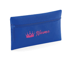 Personalised Pencil Case With Glitter Crown Name School Equipment Pens Bag Case