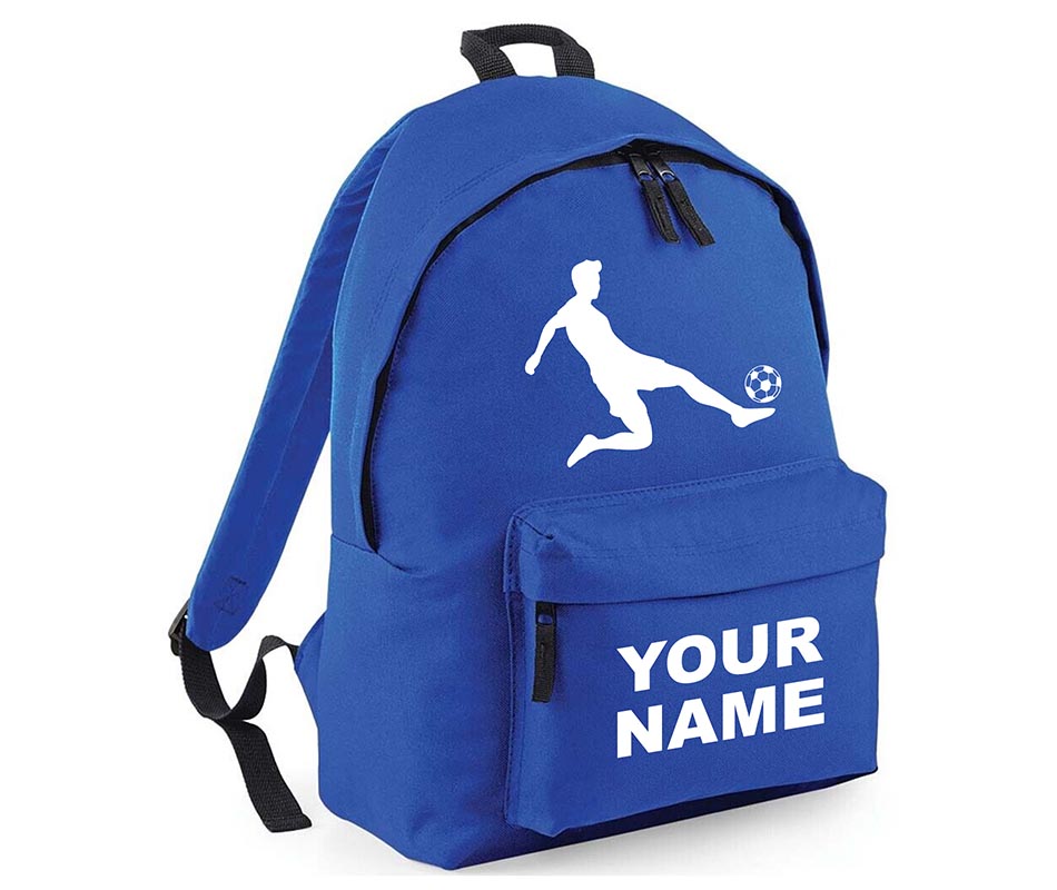 Personalised Football Player School Backpack Bag Kids Any Name Text Girls Boys Rucksack Casual and Travel Bag PE Kit