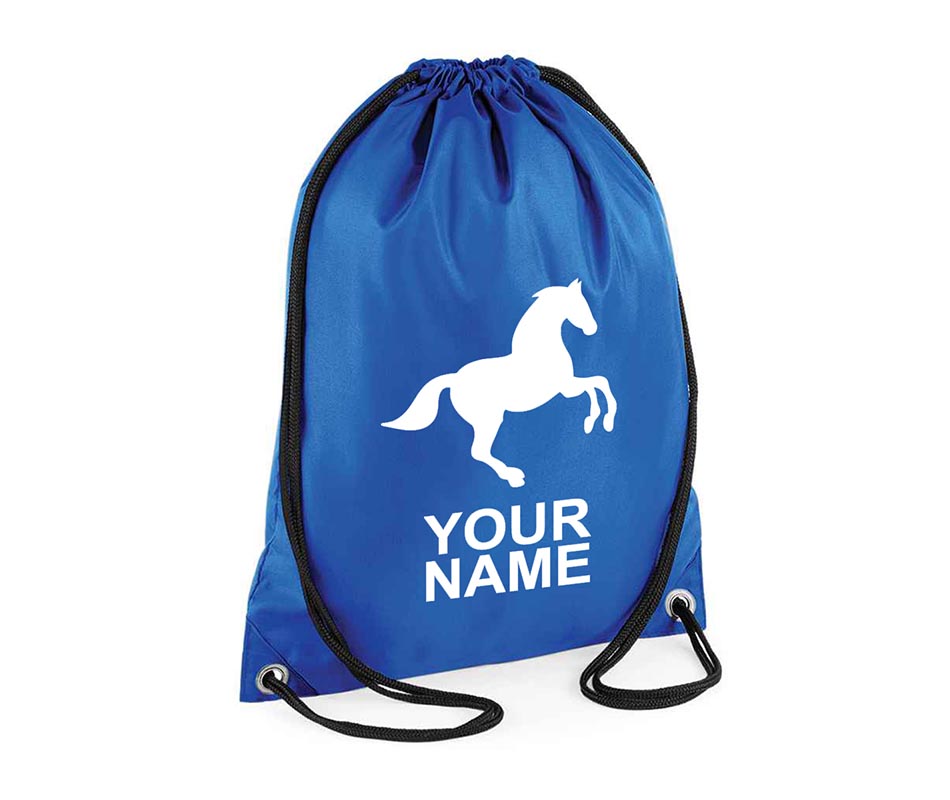 Personalised Unisex Equestrian Pull String Bag Drawstring Ballet Kids Gift Casual Backpack